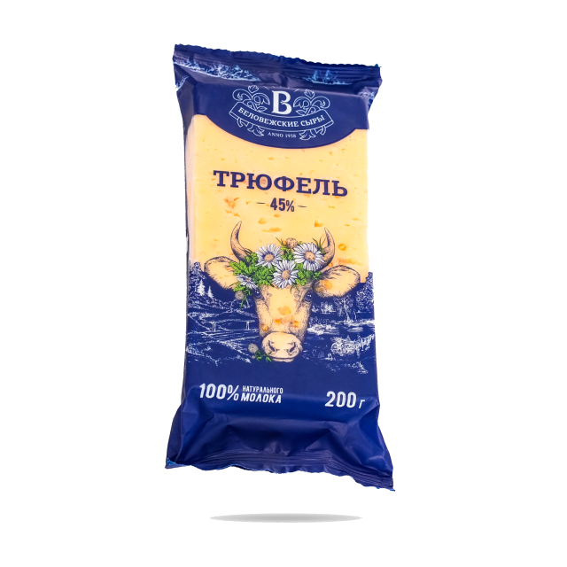 Сыр "Беловежские сыры" ТРЮФЕЛЬ ПАЖ/ГР.ОРЕХ 45% фас.200г (Беларусь)
