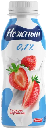 Йогурт "Campina" НЕЖНЫЙ ПИТЬЕВОЙ 420г 0,1% КЛУБНИКА (Россия)