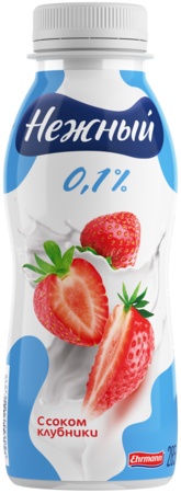 Йогурт "Campina" НЕЖНЫЙ ПИТЬЕВОЙ 420г 0,1% КЛУБНИКА (Россия)