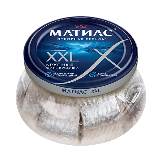 "Русское море" ФИЛЕ СЕЛЬДИ МАТИАС XXL ОТБ в/м кусочки с/б260 (Беларусь)