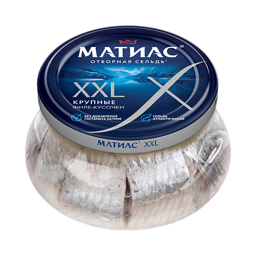 "Русское море" ФИЛЕ СЕЛЬДИ МАТИАС XXL ОТБ в/м кусочки с/б260 (Беларусь)