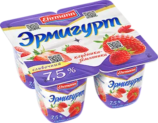 Йогурт "Ehrmann" Экстра 7,5% 4*100г Клубника/Земляник (Россия)