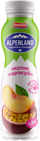 Йогурт "Ehrmann" Alpenland Питьевой 1,2% Персик/Маракуйя 290г (Россия)