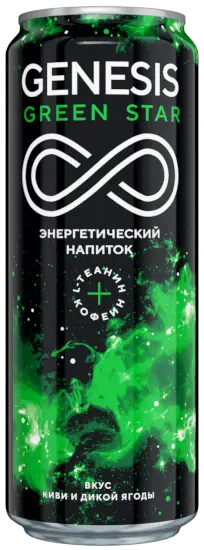 Энергетический напиток "Genesis" Green Star 0,45л ЖБ (Россия)