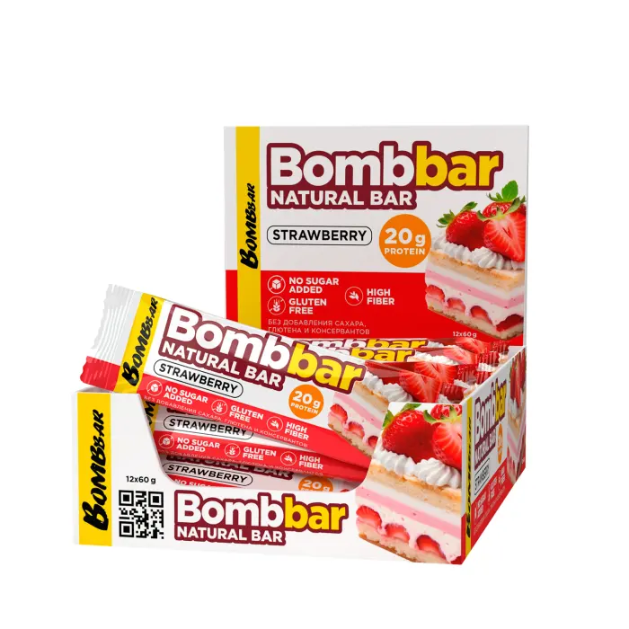 Батончик "Bombbar" Клубника 60г (Россия)