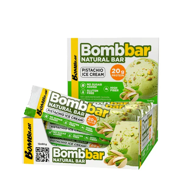 Батончик "Bombbar" Фисташковый пломбир 60г (Россия)