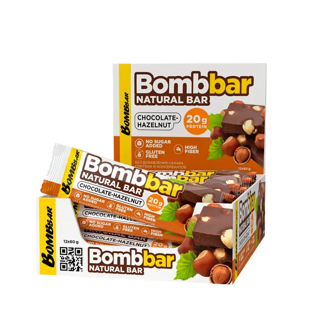 Батончик "Bombbar" Шоколад с фундуком 60г (Россия)