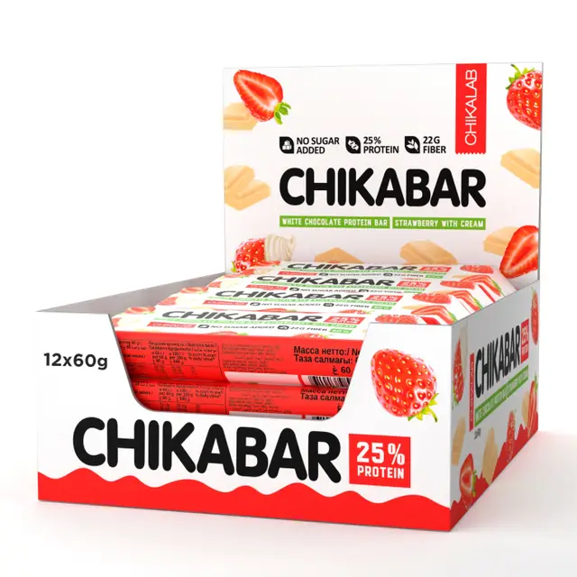 Батончик "Chikalab" Глазированный клубника со сливками 60г (Россия)