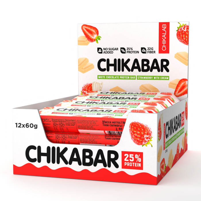 Батончик "Chikalab" Глазированный клубника со сливками 60г (Россия)