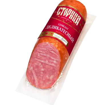 "Сторица" Колбаса Сервелат Деликатесный п/к фиб в/у 350г (Россия)