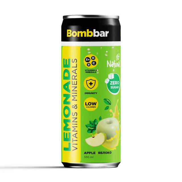Напиток 6/a "Bombbar" Лимонад со вкусом Яблока 0,3л ЖБ (Россия)