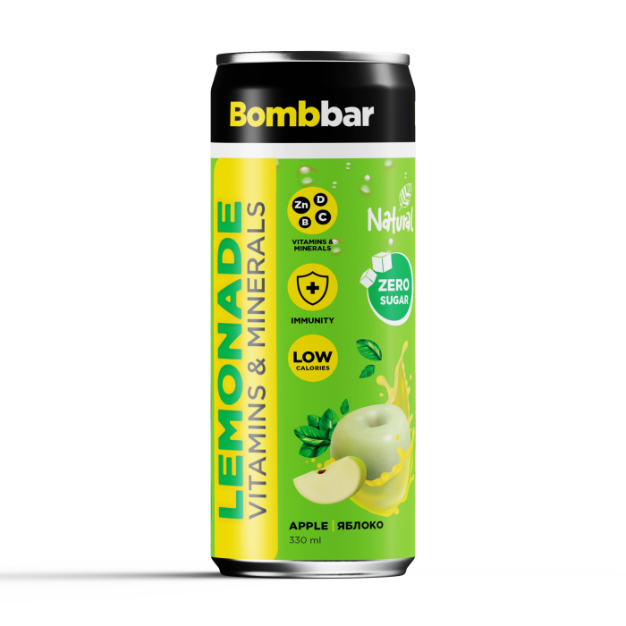 Напиток 6/a "Bombbar" Лимонад со вкусом Яблока 0,3л ЖБ (Россия)