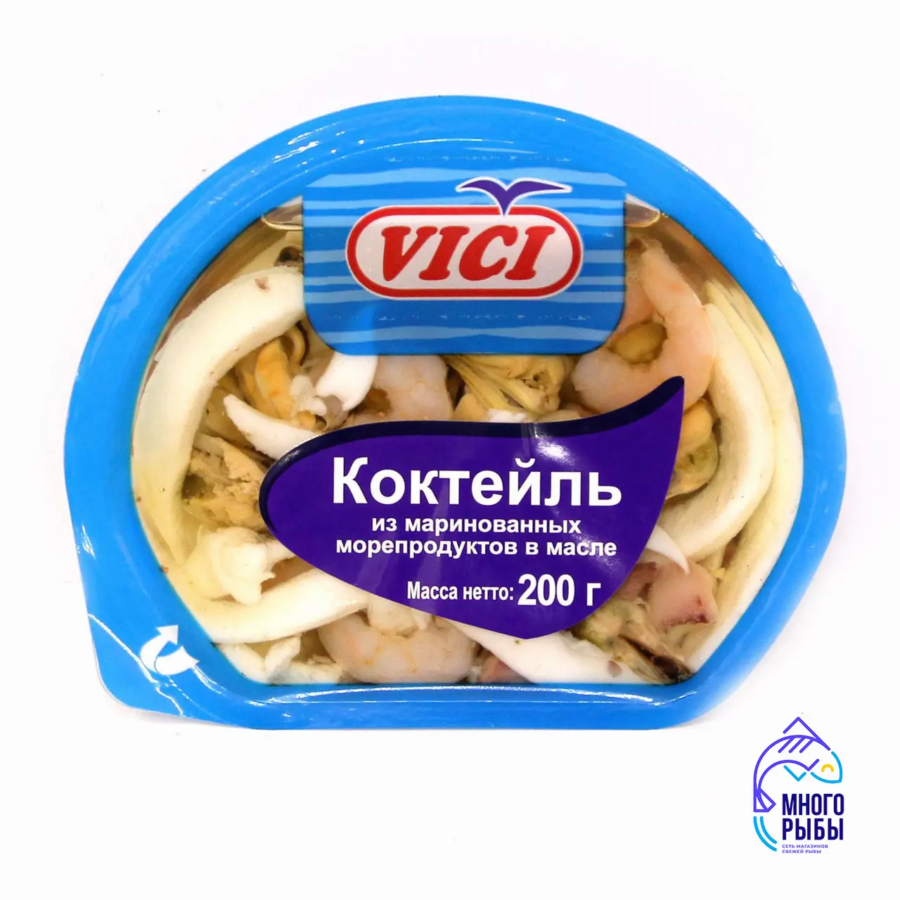 Коктейль из копченых морепродуктов в масле вак уп 1/200г vici любо есть