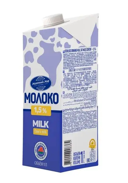 Молоко "Молочный мир" 1,5% 1л ТП (Россия)