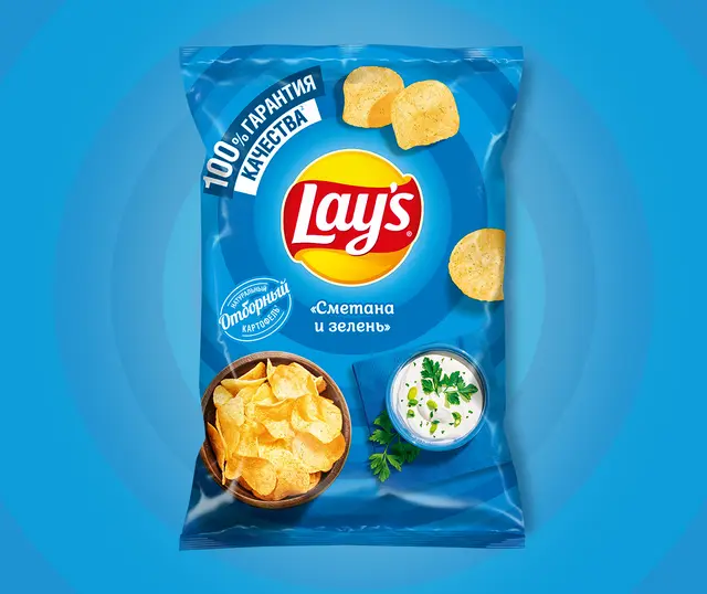 Чипсы Lays Cметана зелень 140г (Россия)