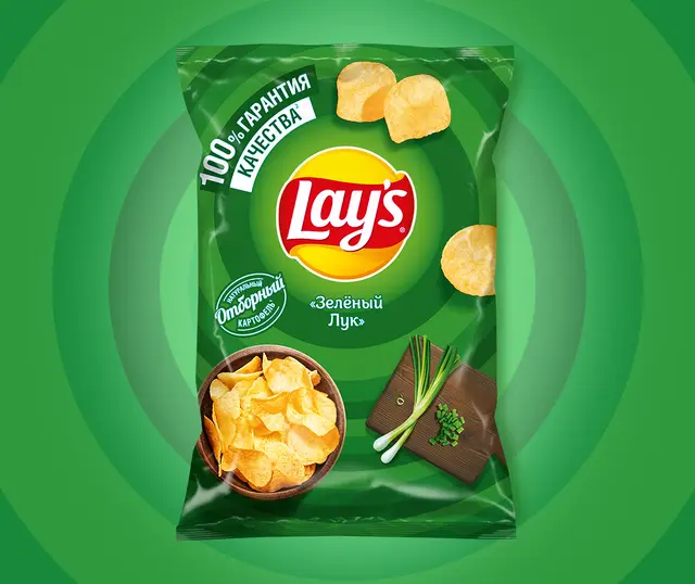 Чипсы "Lays" Молодой зелёный лук 140г (Россия)
