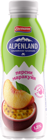 Йогурт "Alpenland" Персик Маракуйя 1,2% 420г (Россия)