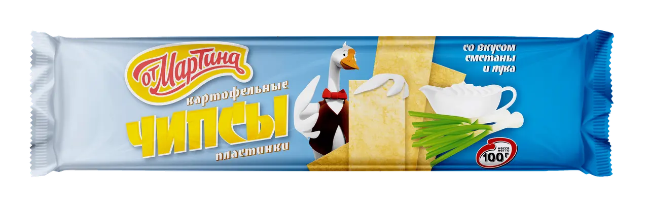 Чипсы "От Мартина" пластины Сметана лук 100г (Россия)