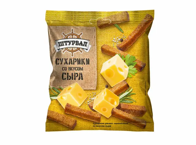 Сухарики "Штурвал" со вкусом сыра 40г (Россия)