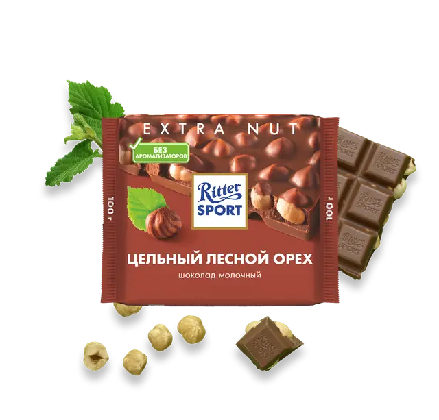Шоколад "Ritter Sport" Цельный Лесной Орех 100г (Германия)