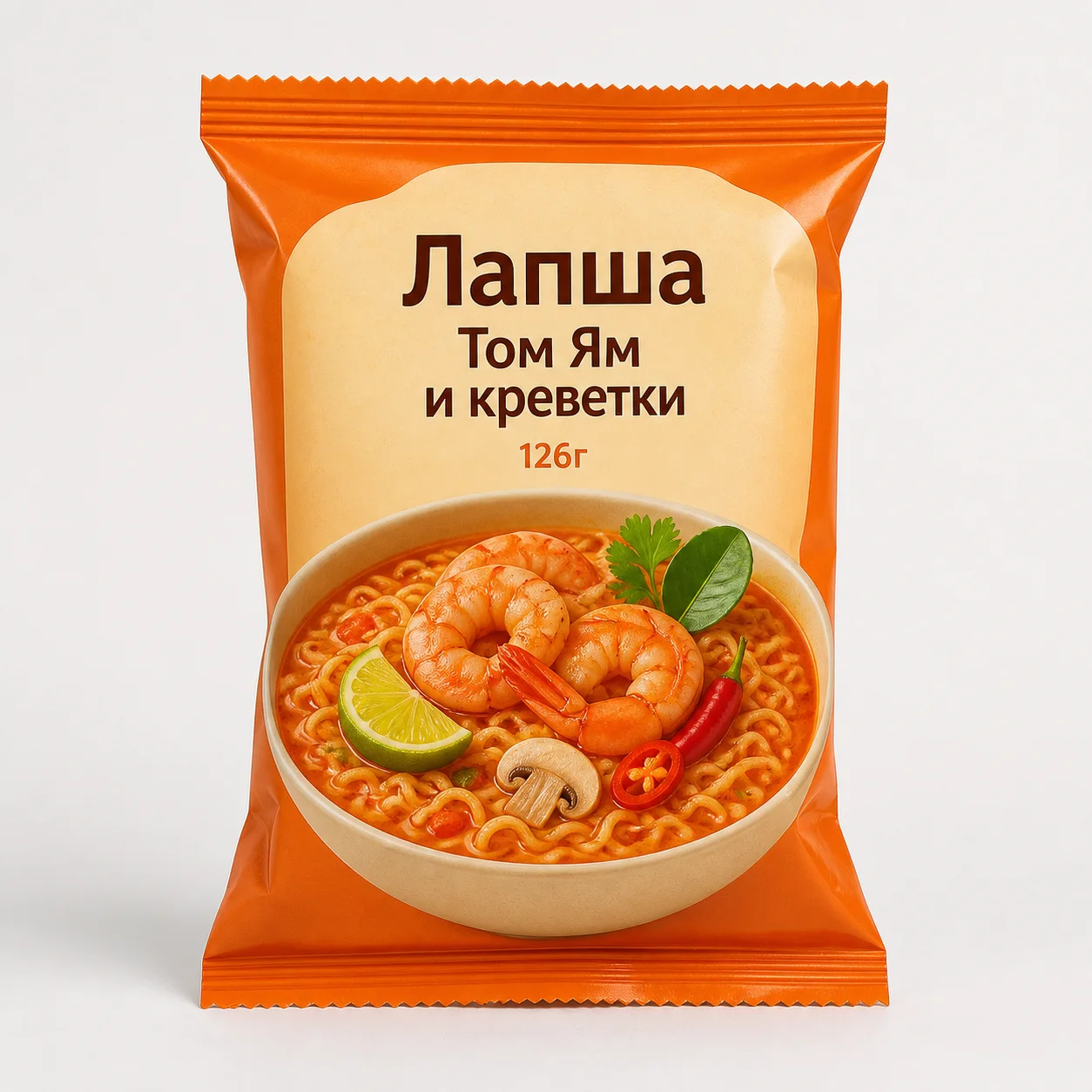 AI-иллюстрация Migka AI — Лапша "DoRamen" Том Ям и креветки 126г (Казахстан)