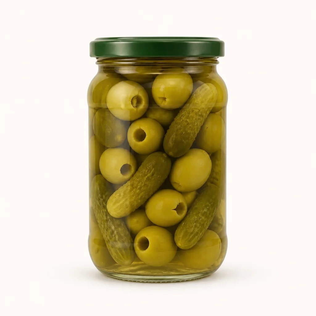 Оливки" MAESTRO DE OLIVA" с огурчиком 300г (Россия)