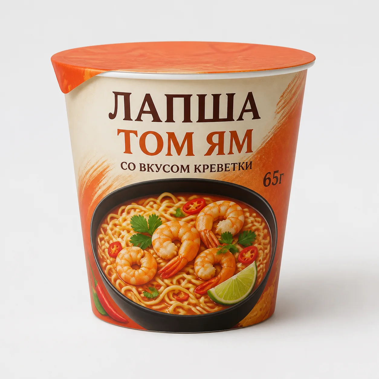 AI-иллюстрация Migka AI — Лапша "Том Ям" со вкусом креветки 65г СТ (Россия)