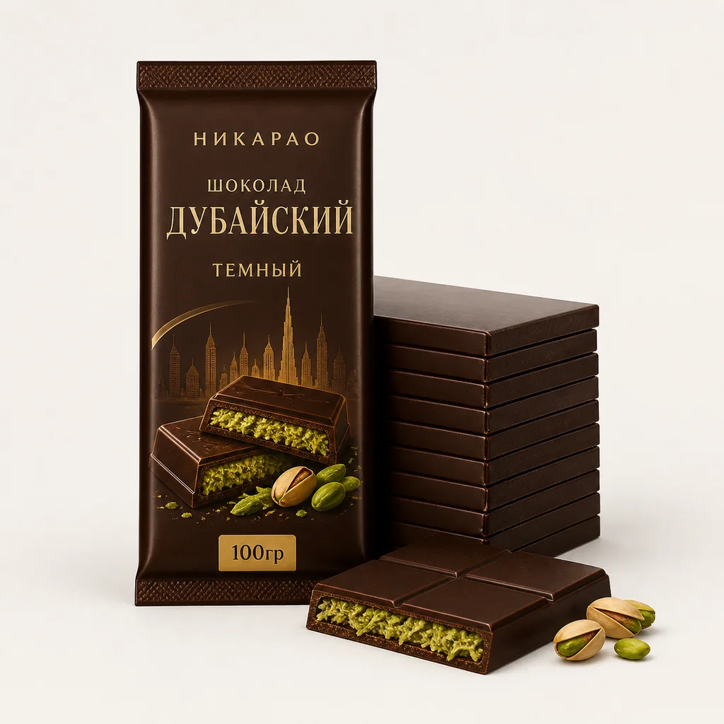 НИКАРАО Шоколад ДУБАЙСКИЙ Темный 100гр*8бл*16шт