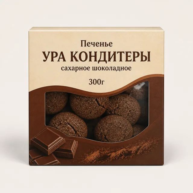 Печенье "Ура Кондитеры" сахарное шоколадное 300г (Россия)