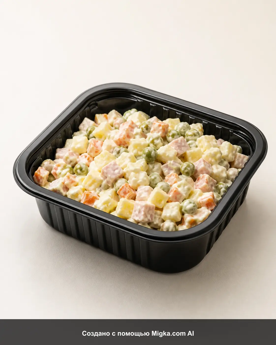 AI-визуализация: "Домашняя Кухня" Салат Столичный 150г (Россия). Создано с помощью Migka.com AI