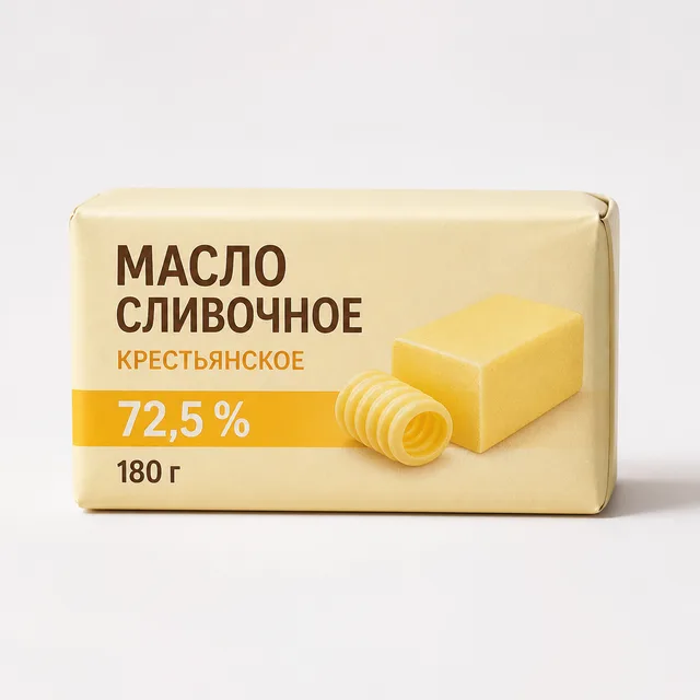 Масло сливочное "Ясь Белоус" Крестьянское 72,5 % 180г (Беларусь)