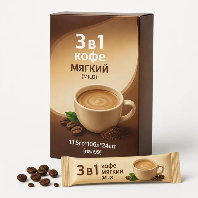 МОНАРХ 3в1 кофе МЯГКИЙ (MILD) 13,5гр*10бл*24шт (пал99) JDE