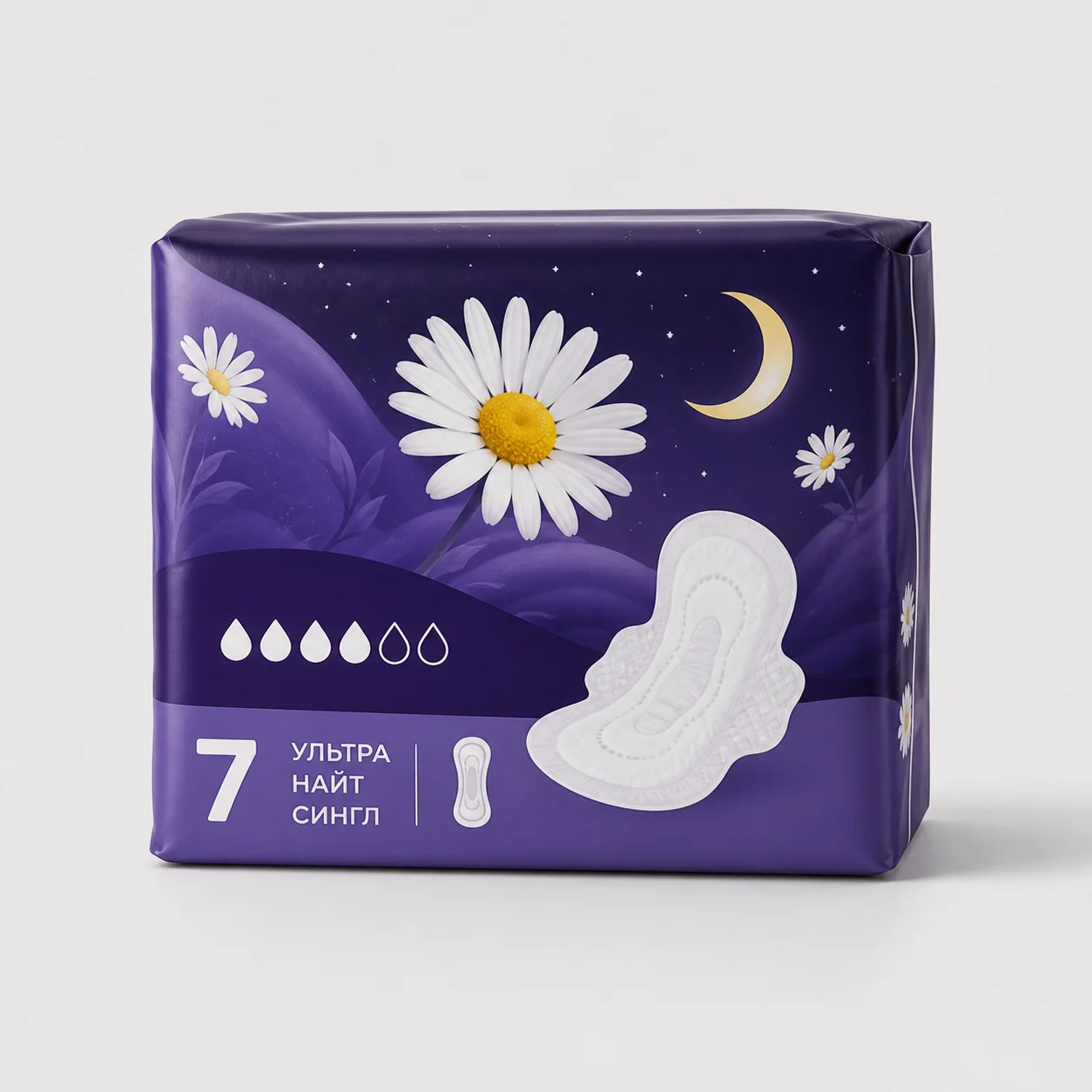 AI-иллюстрация Migka AI — Прокладки Naturella Ультра Найт Сингл Camomile 7шт